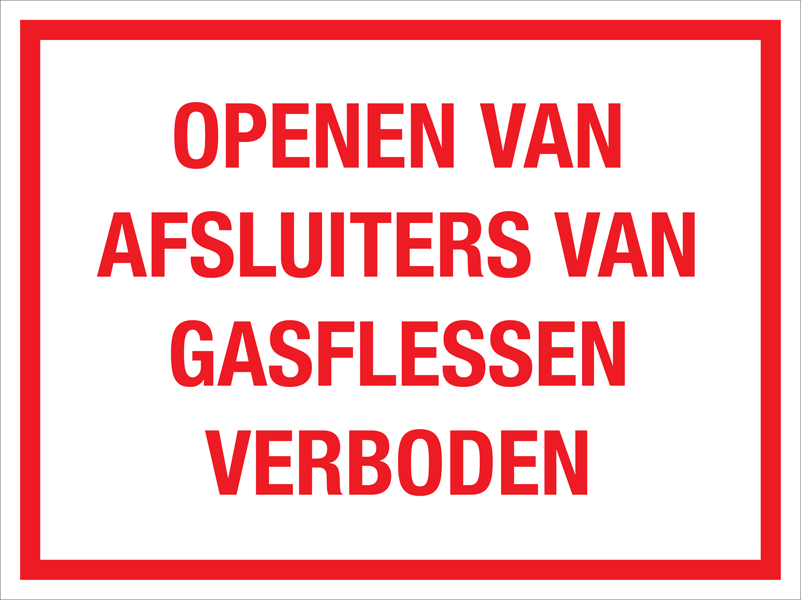 Afbeelding van categorie Openen van Afsluiters van Gasflessen Verboden
