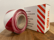 Afzetlint 100 micron rood/wit
