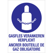 Bord Gasfles verankeren verplicht NL/FR tekst