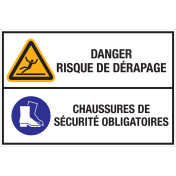 Danger risque de dérapage- Chaussures de sécurité obligatoires (Sticker)