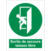 Autocollant Sortie de secours laissez libre