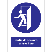 Autocollant Sortie de secours laissez libre