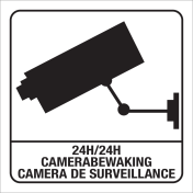 Wit bord met pictogram van een camera 24H met NL/FR voor aanduiden camerabewaking