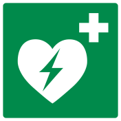 Bord met pictogram AED volgens ISO 7010