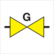Bord met pictogram voor het aanduiden van een gasafsluiter