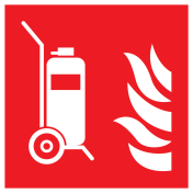 Bord met pictogram van een bluswagen met vlam