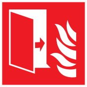 Bord met pictogram van een branddeur met vlam - ISO 7010 - F009