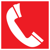 Bord met pictogram van een noodtelefoon
