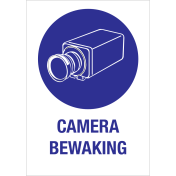 Bordje met pictogram en tekst voor aanduiden camerabewaking