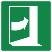 Bord met pictogram nooduitgang duwen rechterkant ISO 7010