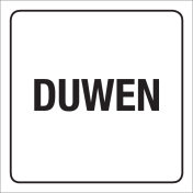 Wit bordje met de tekst Duwen voor bv op een deur