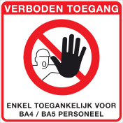 Bord enkel toegankelijk ba4/ba5 personeel