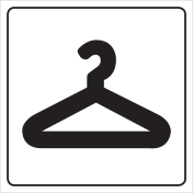Wit bord met pictogram voor aanduiding ruimte met garderobe