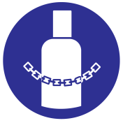 Blauw bord met pictogram om aan te duiden dat gasflessen verankeren verplicht is - ISO7010 - M046