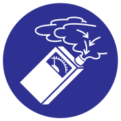 Blauw bord met pictogram om aan te duiden dat een gasdetector verplicht is - ISO7010 - M048