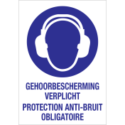 Bord Gehoorbescherming verplicht met tekst in NL en FR volgens ISO7010