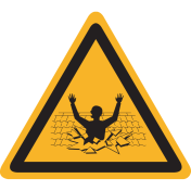 Bord met pictogram "Doorzak Gevaar Dak" 