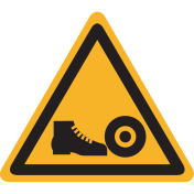 Bord met pictogram gevaar voor voeten