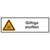 Bord met pictogram en tekst giftige stoffen - ISO 7010 - W016