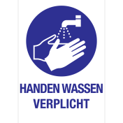 Bord met pictogram en tekst om aan te duiden dat handen wassen verplicht is - ISO7010 - M011