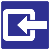 Blauw bord met pictogram voor het aanduiden van een ingang