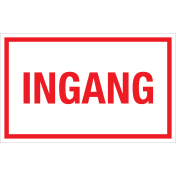 Bord Ingang - wit tekstbord met rode tekst