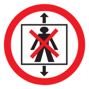 Bord met pictogram personen in de lift verboden 