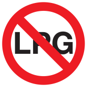Bord met pictogram LPG verboden