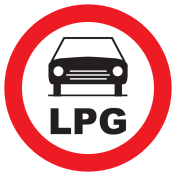 Bord met pictogram voertuigen met LPG verboden