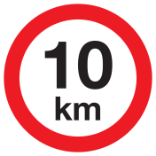 Bord met pictogram maximale snelheid 10km