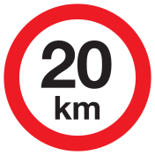 Bord met pictogram maximale snelheid 20km