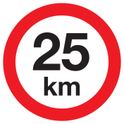 Bord met pictogram maximale snelheid 25km