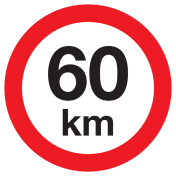 Bord met pictogram maximale snelheid 60km