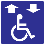 Bord met pictogram voor aanduiding lift voor mindervaliden