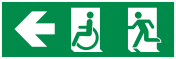Sticker Nooduitgang links beperkte mobiliteit