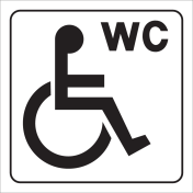 Bord met pictogram mindervalide voor ruimte met toilet