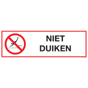 Bord met pictogram en tekst niet duiken