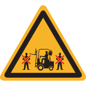 Bord met pictogram niet voor of achter heftruck