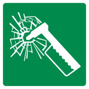 Bord met pictogram noodhamer ISO 7010