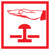 Bord met pictogram van een noodstop met hand
