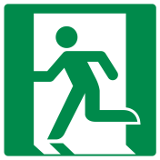 Bord met pictogram nooduitgang opening links ISO 7010