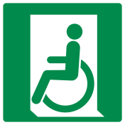 Kunststof bord met pictogram nooduitgang mindervaliden links ISO 7010