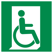 Kunststof bord met pictogram nooduitgang mindervaliden rechts ISO 7010