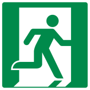 Bord met pictogram nooduitgang opening rechterkant ISO 7010