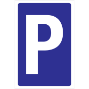 Blauw bord met pictogram om een parkeerplaats aan te duiden
