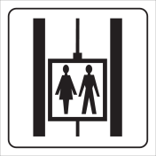 Wit bord met pictogram voor aanduiden van een lift voor personen