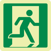 Fotoluminescerend bord met pictogram nooduitgang opening rechterkant ISO 7010
