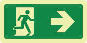 Fotoluminescerend bord met pictogram nooduitgang rechts ISO 7010