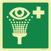 Fotoluminescerend bord met pictogram oogdouche ISO 7010