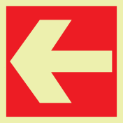 Fotoluminescerend bord met een pictogram van een pijl (rood)